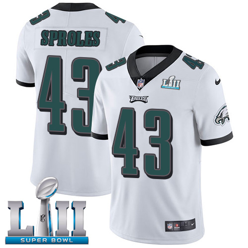Nike Eagles #43 Darren Sproles White Super Bowl LII Youth Stitched NFL Vapor Untouchable Limited Jersey